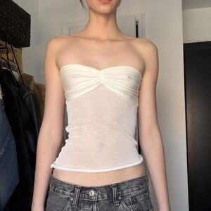 Women's Strapless Twist Front Tube Top - White